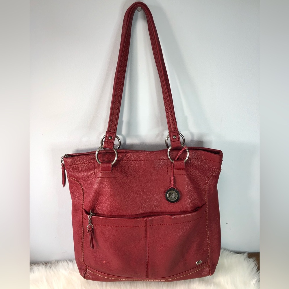 The Sak Pebbled Leather Red Tote Bag